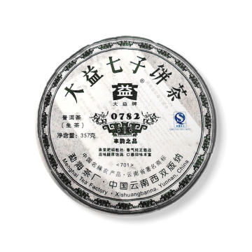 2007年大益 0782生茶 357克七子饼 701批