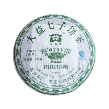 2007年大益 0772生茶 400克七子饼 702批