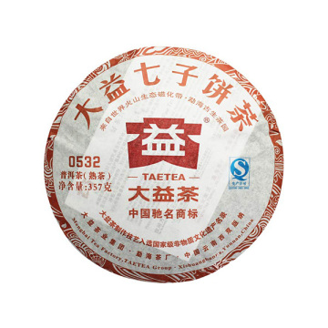 2012年大益 0532熟茶 357克七子饼 1201批