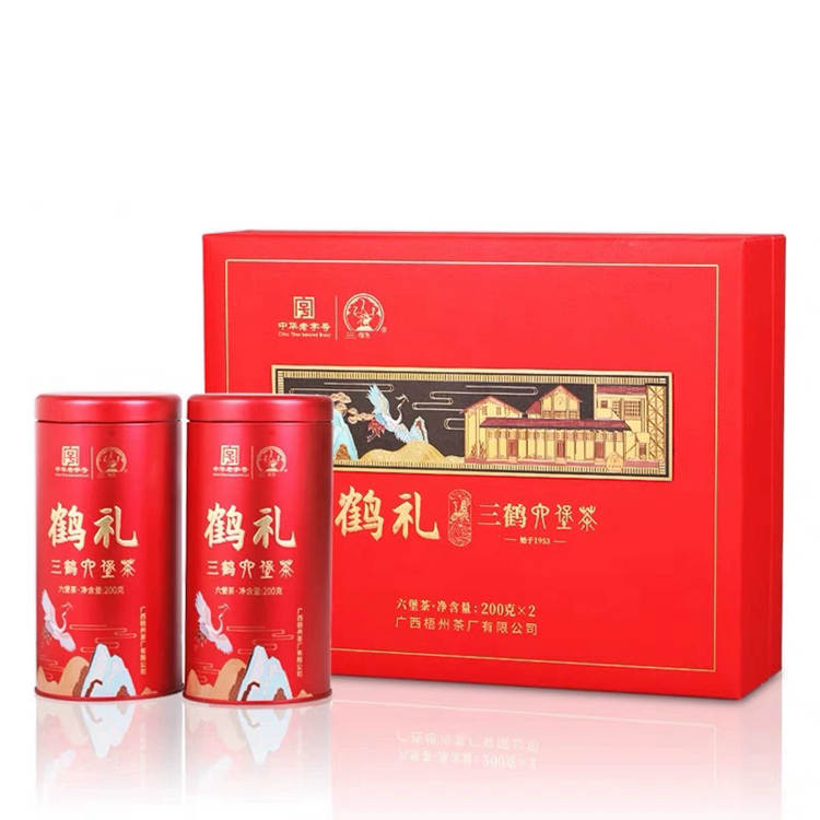 2022年三鹤六堡茶 鹤礼特级六堡茶 礼盒装400克 