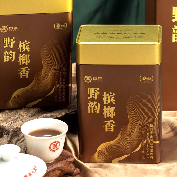 2024 年中茶六堡茶 野韵槟榔香 200克铁罐 一级